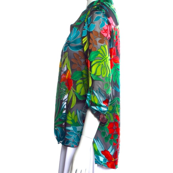 Alice + Olivia semi- sheer garden print blouse - xs - Picture 2 of 3